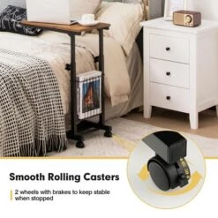 Costway C-shape Sofa End Side Table Compact Snack Table For Living Room Bedroom BlackBrown -Baxton Studio Sale Shop GUEST 47ad3495 65d0 4975 b470 a6659fe01ef7