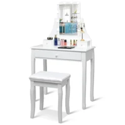 Tangkula Make-Up Vanity Table Dresser Set W/LED Light & Padded Stool -Baxton Studio Sale Shop GUEST 47e57a1a e1f3 4bea 8309 ab852755cd97