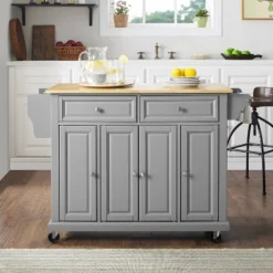 Natural Wood Top Kitchen Cart/Island Vintage Gray - Crosley -Baxton Studio Sale Shop GUEST 47fd583b c336 443b 8a37 0ab2a00b3bab