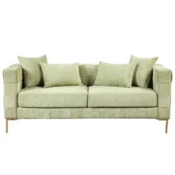 80.5" Modern Upholstered Sofa With Golden Metal Legs And 4 Pillows-ModernLuxe -Baxton Studio Sale Shop GUEST 48baf446 9263 4bef 8901 68aeb674af0a
