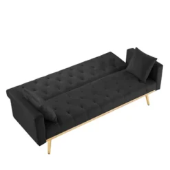 BLACK Convertible Folding Futon Sofa Bed , Sleeper Sofa Couch For Compact Living Space.