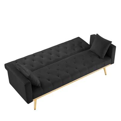 BLACK Convertible Folding Futon Sofa Bed , Sleeper Sofa Couch For Compact Living Space. 1 BLACK Convertible Folding Futon Sofa Bed , Sleeper Sofa Couch For Compact Living Space.