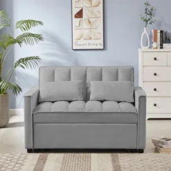 TiranisuBest Grey 3-in-1 Sectional Sofa Bed With Pull-Out Function, Adjustable Backrest, And Side Pocket, Ideal For Compact Spaces 10 TiranisuBest Grey 3-in-1 Sectional Sofa Bed With Pull-Out Function, Adjustable Backrest, And Side Pocket, Ideal For Compact Spaces -Baxton Studio Sale Shop GUEST 48c61af3 04e3 4400 a86b 04826ea30d7d