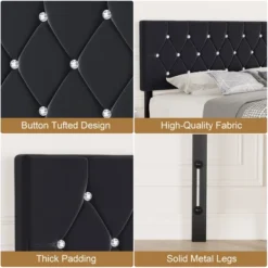 VECELO Tufted Upholstered Queen/King Size Headboard, 6 Adjustable Height, Easy Assembly, Beige/Black -Baxton Studio Sale Shop GUEST 48cafee9 4332 4d7d 8106 c59f870c448e