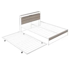 Metal Platform Bed Frame With Trundle Bed, USB Ports And Slat Support-ModernLuxe -Baxton Studio Sale Shop GUEST 48d242cb 4808 402e a570 fdb1835eca92