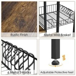 Yaheetech 5-Tier 56" H Baker’s Rack With Wire Basket & Power Outlets, Rustic Brown 9 Yaheetech 5-Tier 56" H Baker’s Rack With Wire Basket & Power Outlets, Rustic Brown -Baxton Studio Sale Shop GUEST 49242dd9 ba1b 4616 a515 0d9a2f0eecae