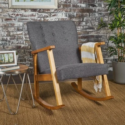 Harvey Mid-Century Modern Fabric Rocking Chair - Christopher Knight Home 1 Harvey Mid-Century Modern Fabric Rocking Chair - Christopher Knight Home