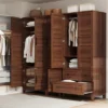 Armoire Wardrobe Closet With 2 Drawers,72" Wooden Tall Clothing Wardrobe Cabinet With Hanging Rod, Armoire With Doors Adjustable Shelves For Bedroom