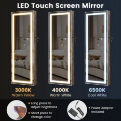 Tangkula LED Mirror Jewelry Cabinet Wall/Door Mounted Organizer Armoire W/ 3 Color Light -Baxton Studio Sale Shop GUEST 49a77ecc 4b37 4825 bb43 de66ef0a5591