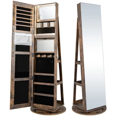 Tangkula Rotating Mirrored Jewelry Cabinet With Mirror Storage Shelves 10 Tangkula Rotating Mirrored Jewelry Cabinet With Mirror Storage Shelves - Image 10