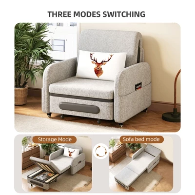 Luck Live Adjustable Sleeper Chair Pullout Sofa Bed With Modern Linen Fabric For Living Room 6 Luck Live Adjustable Sleeper Chair Pullout Sofa Bed With Modern Linen Fabric For Living Room - Image 6
