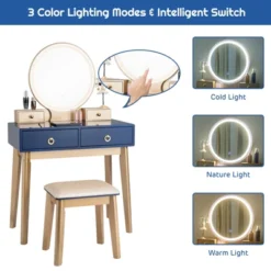 Tangkula Vanity Table Set 3 Color LED Light Touch Screen Mirror W/ Stool Black/Navy -Baxton Studio Sale Shop GUEST 4ab4f4b6 0729 43ba 8b3d 0265d4c3bfc5