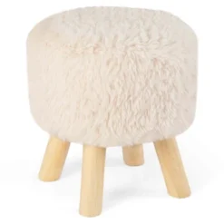 Costway Round Footstool Ottoman Faux Fur Upholstered Footrest With Padded Seat White -Baxton Studio Sale Shop GUEST 4ac361ba 2b15 4fcc 8670 7b9757d18971