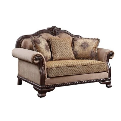 69" Chateau De Ville Fabric Sofa Espresso Finish - Acme Furniture 2 69" Chateau De Ville Fabric Sofa Espresso Finish - Acme Furniture - Image 2