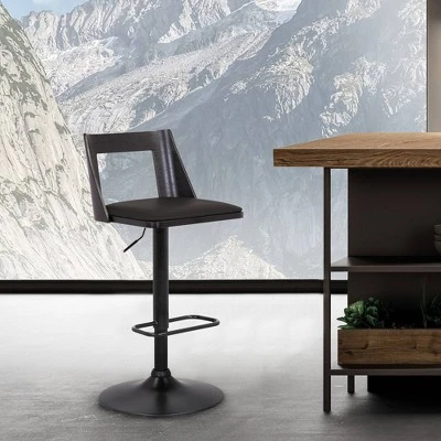 Milan Adjustable Swivel Faux Leather Metal Barstool Black - Armen Living 8 Milan Adjustable Swivel Faux Leather Metal Barstool Black - Armen Living - Image 8