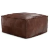 Erving Square Pouf Distressed Brown - WyndenHall