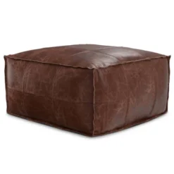 Erving Square Pouf Distressed Brown - WyndenHall