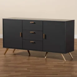 Kelson Wood 2 Door Sideboard Buffet Dark Gray/Gold - Baxton Studio -Baxton Studio Sale Shop GUEST 4b3987d3 f748 41f3 bee5 51e4dfcf8bc8