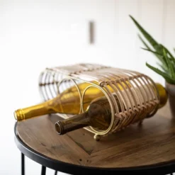 Wrapped Brass Metal & Rattan Wine Bottle Holder - Foreside Home & Garden 15 Wrapped Brass Metal & Rattan Wine Bottle Holder - Foreside Home & Garden -Baxton Studio Sale Shop GUEST 4b947676 9494 4b03 9768 b05e2fd6983f
