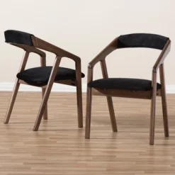 Set Of 2 Wendy Midcentury Modern Velvet And Walnut Wood Finishing Dining Chairs Dark Gray/ Brown - Baxton Studio -Baxton Studio Sale Shop GUEST 4c13cde8 8c72 4c99 8842 37bb2994835c
