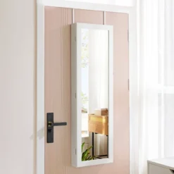 Mr Ironstone 6 LEDs Mirror Jewelry Cabinet, 47.2-Inch Tall Lockable Wall Or Door Mounted Jewelry Armoire Organizer With Mirror -Baxton Studio Sale Shop GUEST 4c185f60 4544 4cff bd62 8f3fe4f0f088