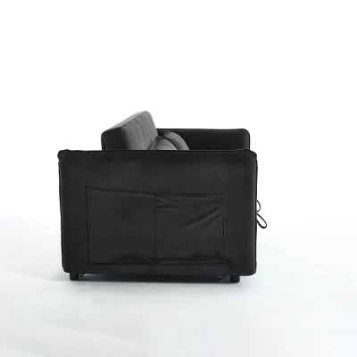 Modern 55" Convertible Velvet Sleeper Sofa Bed With Adjustable Backrest, Compact Pull-Out Loveseat For Small Apartments Or Offices-The Pop Home 6 Modern 55" Convertible Velvet Sleeper Sofa Bed With Adjustable Backrest, Compact Pull-Out Loveseat For Small Apartments Or Offices-The Pop Home - Image 6