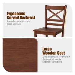 Costway Set Of 4 Bar Stools 24'' Counter Height Chairs W/ Rubber Wood Legs Walnut -Baxton Studio Sale Shop GUEST 4c75e5e2 388a 4e4c a9c1 0bb25e28cffc