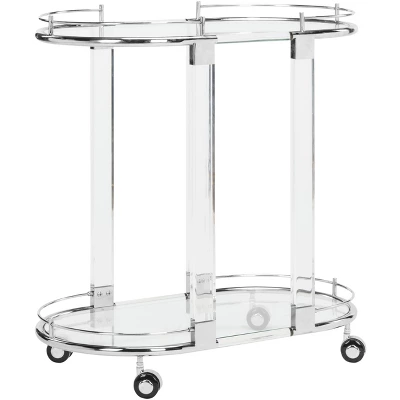 Lennon Acrylic Bar Trolley - Chrome - Safavieh 3 Lennon Acrylic Bar Trolley - Chrome - Safavieh - Image 3