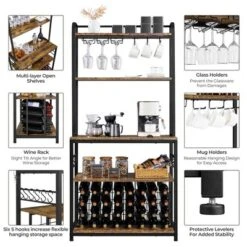 Yaheetech 65" Wine Bakers Rack Freestanding Wine Rack With Glass Holder And Wine Storage, Rustic Brown 9 Yaheetech 65" Wine Bakers Rack Freestanding Wine Rack With Glass Holder And Wine Storage, Rustic Brown -Baxton Studio Sale Shop GUEST 4cc0ef13 06e2 4f3a ace7 0a83d5430ba0