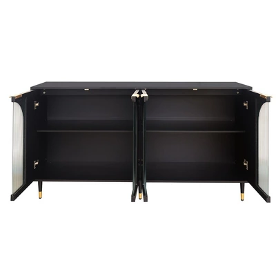 Modern Accent Storage Cabinet With 4 Doors, Wooden Sideboard Buffet Cabinet, Entertainment Center Media Console Table For Kitchen Living Room Entryway 4 Modern Accent Storage Cabinet With 4 Doors, Wooden Sideboard Buffet Cabinet, Entertainment Center Media Console Table For Kitchen Living Room Entryway - Image 4