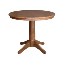 Ely Round Top Pedestal Distressed Oak - International Concepts -Baxton Studio Sale Shop GUEST 4d0f917a 9382 4b57 9d64 81876628bd99