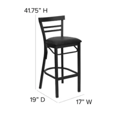 Emma And Oliver Two-Slat Ladder Back Black Metal Restaurant Dining Barstool -Baxton Studio Sale Shop GUEST 4d157998 538b 429e b105 0102c72c4c2e