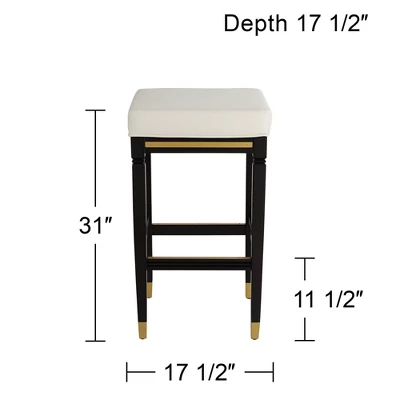 55 Downing Street Jaxon Black Wood Bar Stool 31" High Modern White Faux Leather Cushion With Footrest For Kitchen Counter Height Island Shed House 8 55 Downing Street Jaxon Black Wood Bar Stool 31" High Modern White Faux Leather Cushion With Footrest For Kitchen Counter Height Island Shed House - Image 8