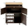 Costway Rolling Kitchen Island Serving Cart Storage Cabinet W/ Wine Rack