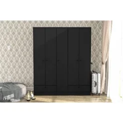 Denmark 5 Door 2 Drawer Wardrobe - Polifurniture -Baxton Studio Sale Shop GUEST 4d7941a5 113e 48cf 8dff 4b8d3d9841f0