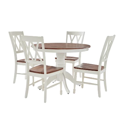 5pc Shelby Round Dining Set With 4 Chairs Distressed White - Crosley 2 5pc Shelby Round Dining Set With 4 Chairs Distressed White - Crosley - Image 2