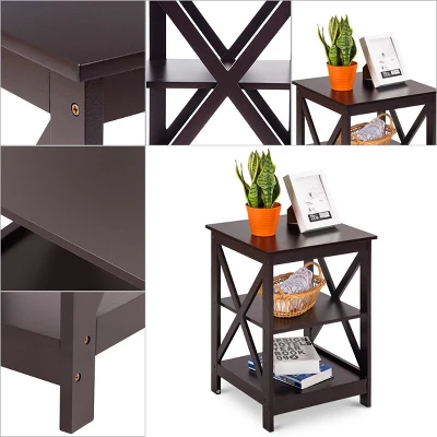 Costway 3-Tier Nightstand End Table Storage Display Shelf Living Room Furniture Espresso NEW 2 Costway 3-Tier Nightstand End Table Storage Display Shelf Living Room Furniture Espresso NEW - Image 2