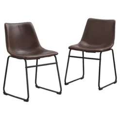 Set Of 2 Laslo Modern Upholstered Faux Leather Dining Chairs - Saracina Home -Baxton Studio Sale Shop GUEST 4df149f4 10cd 43f6 ae87 21d2762646ef