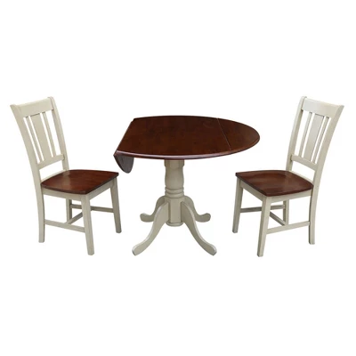 42" Dual Drop Leaf Dining Table With 2 San Remo Splat Back Chairs - International Concepts 2 42" Dual Drop Leaf Dining Table With 2 San Remo Splat Back Chairs - International Concepts - Image 2