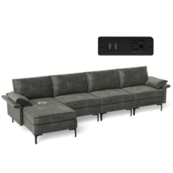 Costway Modern Modular L-shaped Sectional Sofa W/ Reversible Chaise & 2 USB Ports -Baxton Studio Sale Shop GUEST 4e775f08 9bb4 46e1 b83e 81eb09e49dd5
