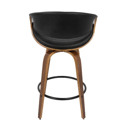 Set Of 2 Symphony Mid Century Modern Counter Height Barstool Faux Leather Walnut/Black - LumiSource 5 Set Of 2 Symphony Mid Century Modern Counter Height Barstool Faux Leather Walnut/Black - LumiSource - Image 5