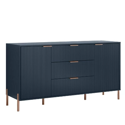 Festivo 3pc Modern Elegance 3 Drawer Nightstands And 3 Drawer Dresser Set Navy 4 Festivo 3pc Modern Elegance 3 Drawer Nightstands And 3 Drawer Dresser Set Navy - Image 4