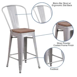 Flash Furniture 24" High Metal Counter Height Stool With Back And Wood Seat -Baxton Studio Sale Shop GUEST 4f3e3d5c 2495 4e59 956a fef4552cade4