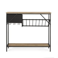Boster Boho Industrial 8 Bottle Wine Rack Console Table With Storage Natural/Black - Christopher Knight Home -Baxton Studio Sale Shop GUEST 4f47175d b477 4924 ac1d 4de8bc7afd74