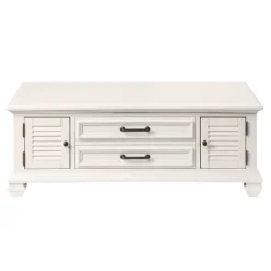 Charlestown Lift Top Coffee White - Steve Silver Co.: Modern Farmhouse, Hidden Storage