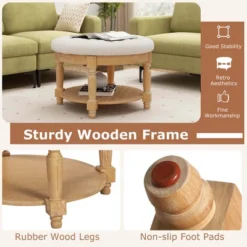 Costway 29" Large Round Ottoman Coffee Table Storage Bench With Flip-up Top Storage Shelf -Baxton Studio Sale Shop GUEST 50222862 831b 4572 a251 dbbbb74bebf2