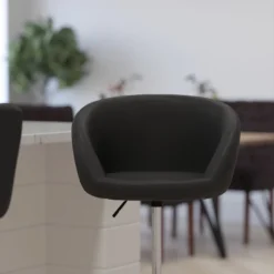 Merrick Lane Bucket Seat Bar And Dining Stool Modern Stool With 360 Swivel, Adjustable Height And Metal Footrest -Baxton Studio Sale Shop GUEST 503e0b0f 9d3c 42ae bc1f 4e110ce481bb