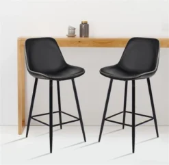26" Edmund Upholstered Faux Leather Counter Height Stool (Set Of 2) -The Pop Maison -Baxton Studio Sale Shop GUEST 50529e31 ab94 42dd 945d f329d8fd8f4b