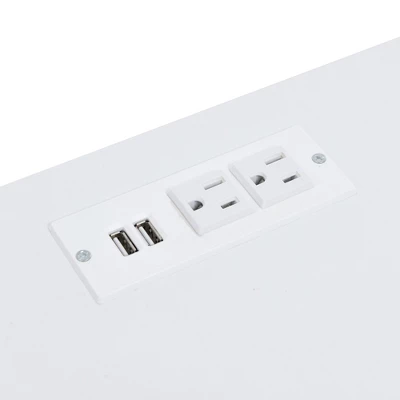 Nightstand With USB Charging Ports, End Table With 1 Drawer And Metal Legs, White+Natural Finish-ModernLuxe 8 Nightstand With USB Charging Ports, End Table With 1 Drawer And Metal Legs, White+Natural Finish-ModernLuxe - Image 8