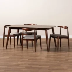 5pc Aeron Wood Dining Set Light Gray/Walnut - Baxton Studio -Baxton Studio Sale Shop GUEST 508698a1 4050 46fb b831 12dcf4d6290a